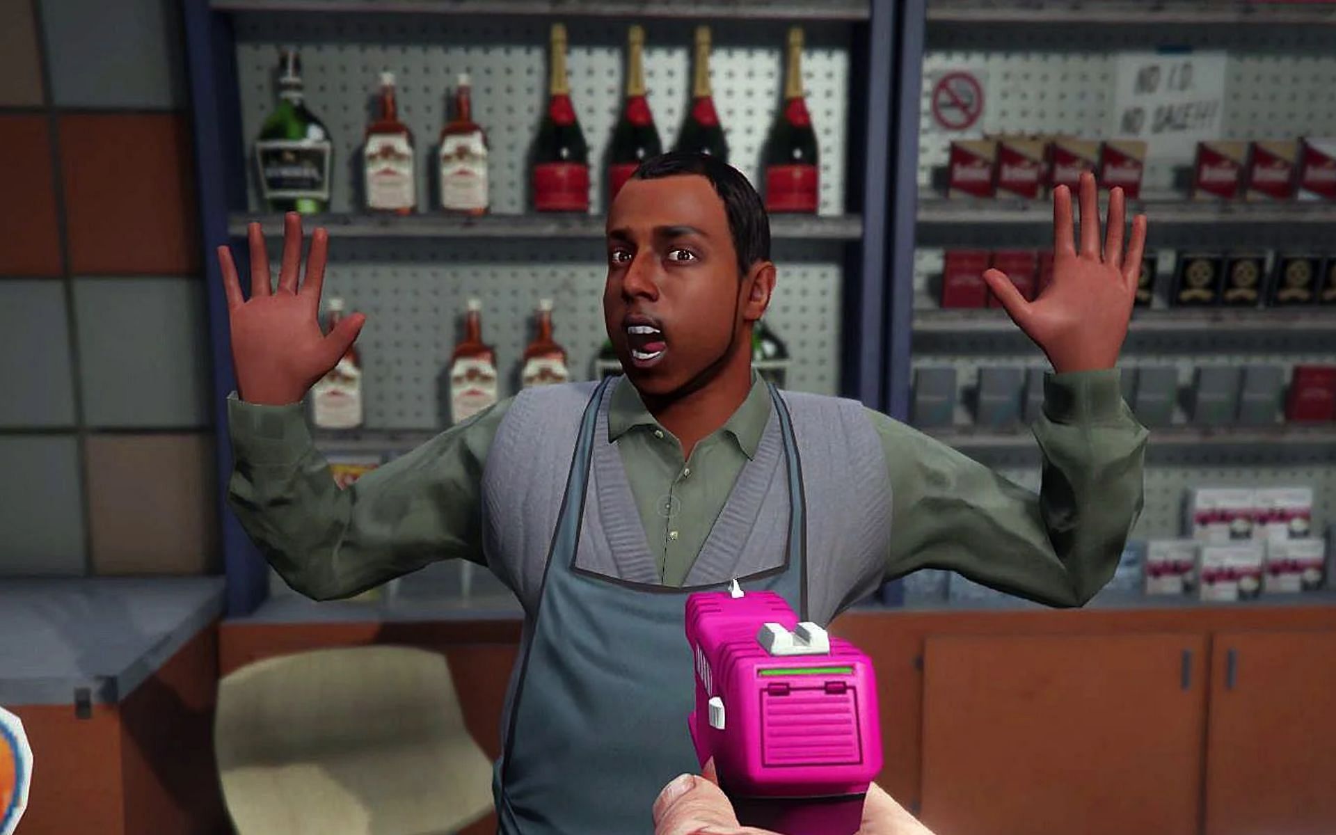 An example of how to rob stores in GTA 5 (Image via Rockstar Games)