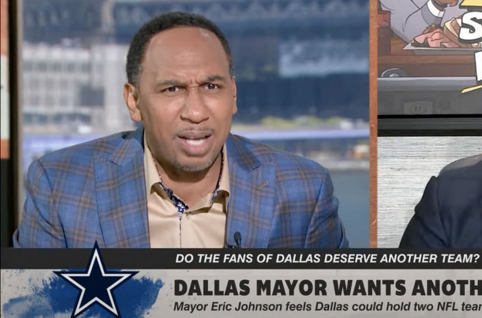 Stephen A. Smith sounds off at Mayor Eric Johnson (Courtesy of ESPN&#039;s YouTube page)