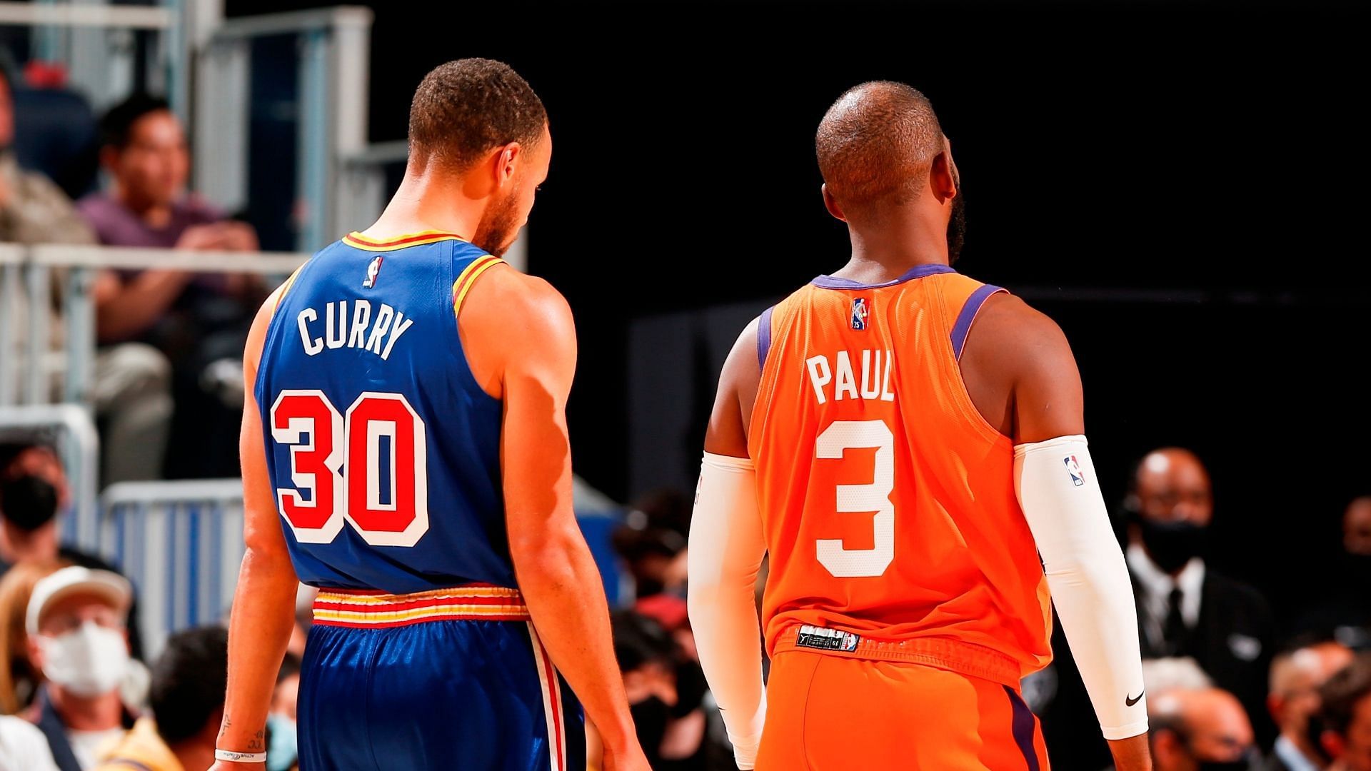 Steph Curry of the Golden State Warriors and Chris Paul of the Phoenix Suns