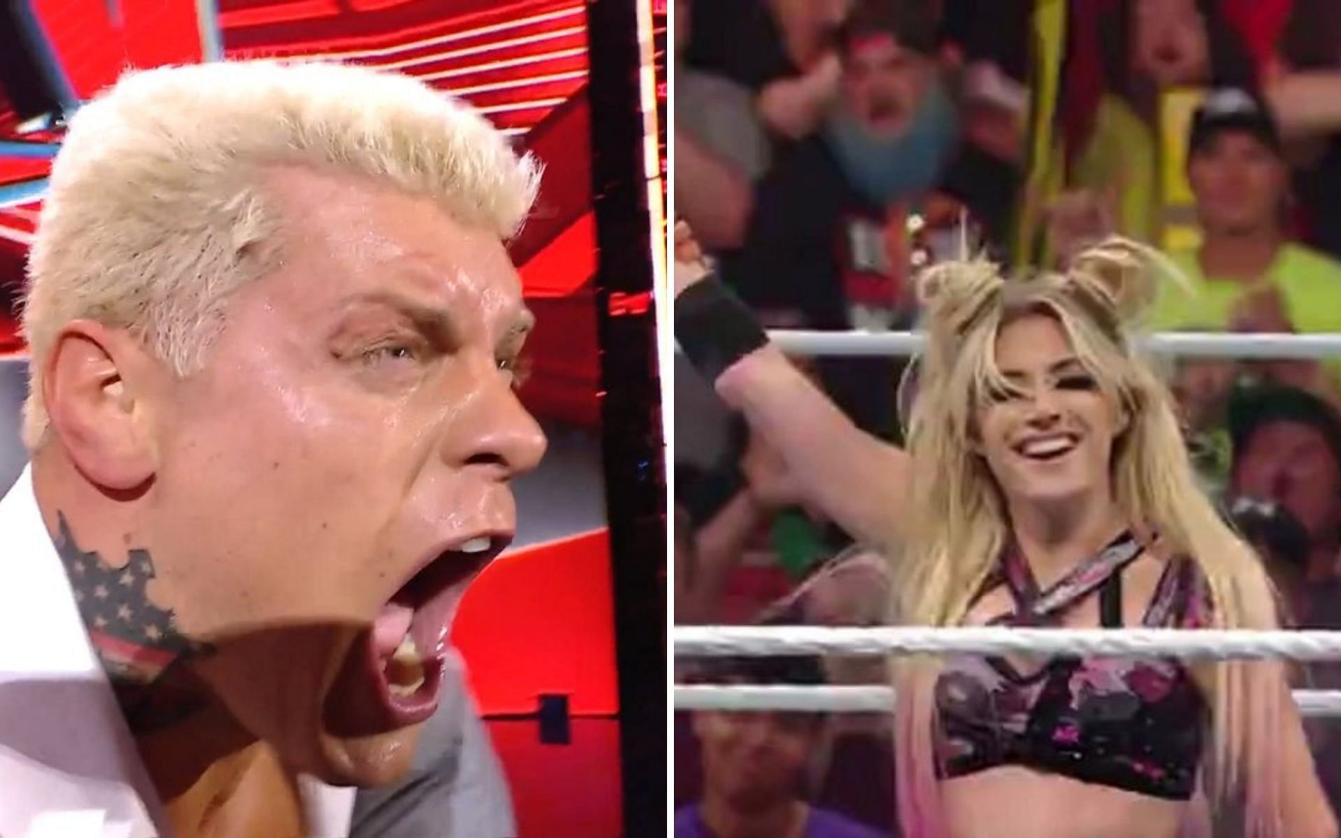 Cody Rhodes (left); Alexa Bliss after her fourth consecutive win (right)