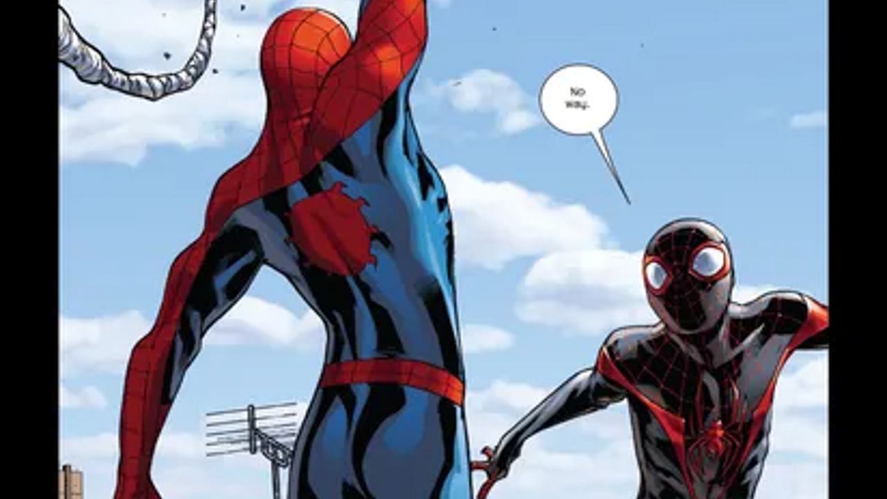 &quot;You&#039;re like me&quot; Peter and Miles work together (Image via Marvel Comics)