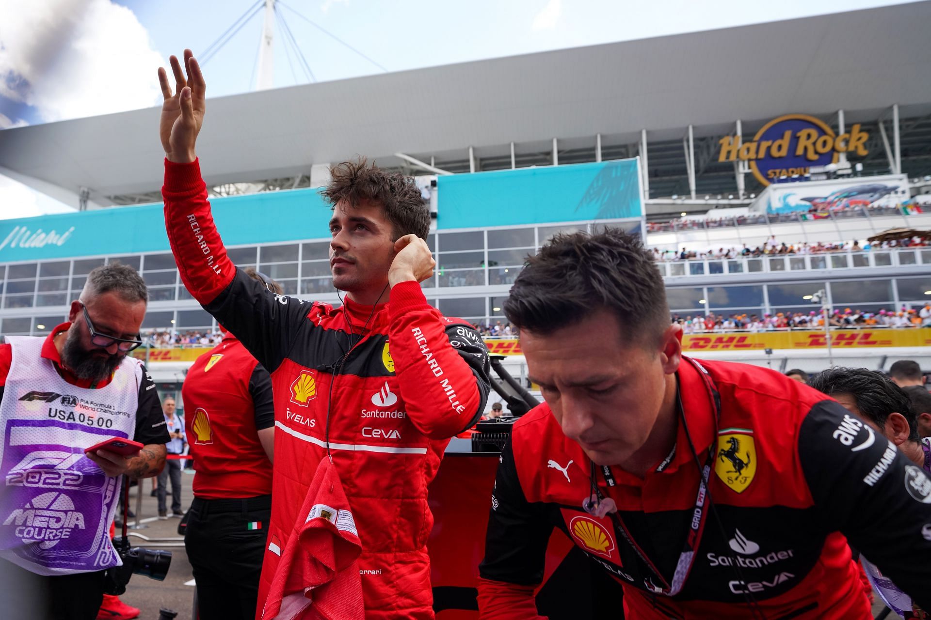 Ferrari ir # 039; Charlesas Leclercas 2022 m. Majamio Grand Prix