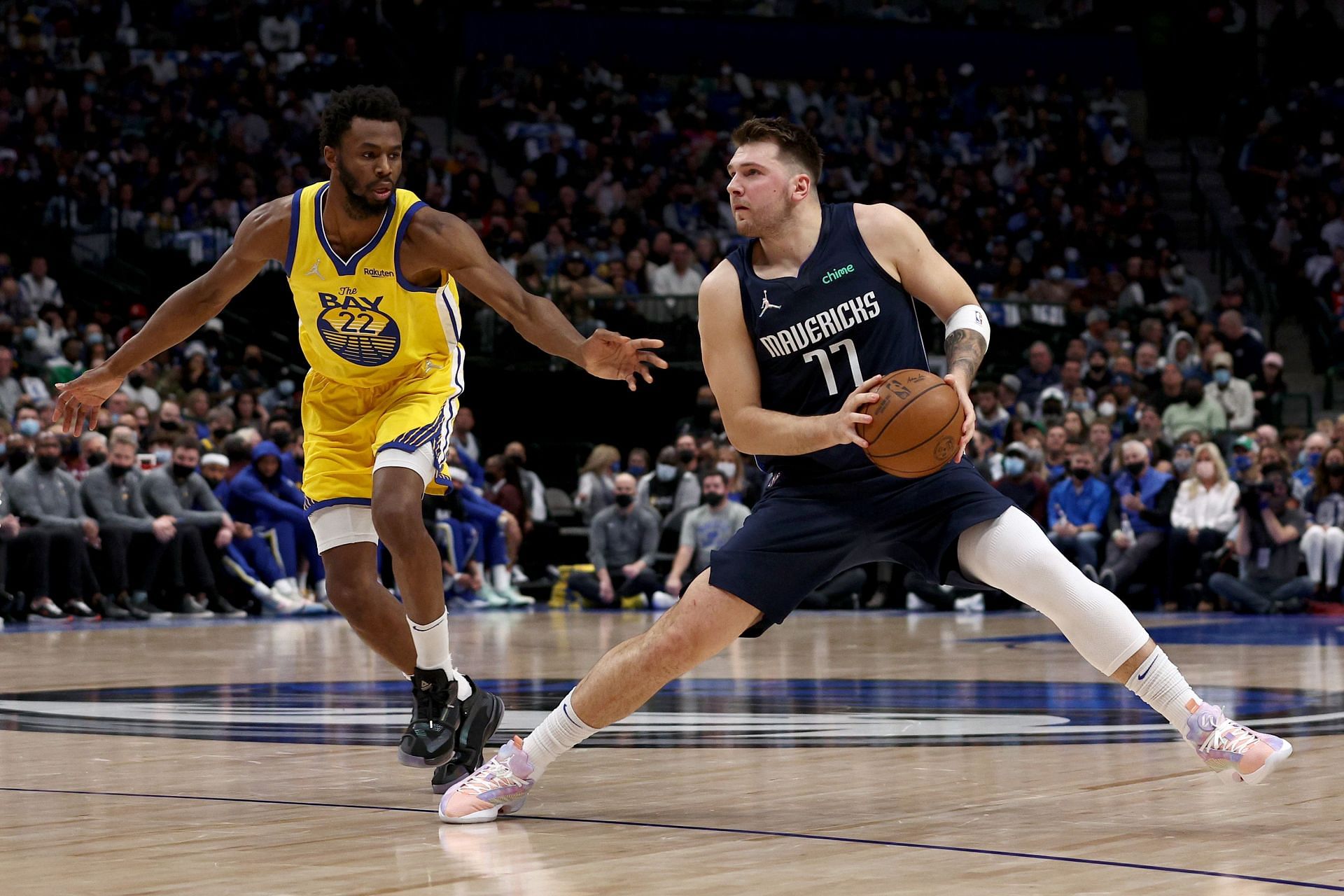 Andrew Wiggins of the Golden State vs Luka Doncic of the Mavericks