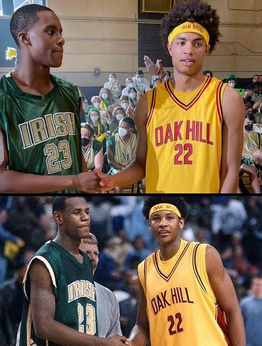 Basketball Forever - Young LeBron James and Carmelo Anthony in the upcoming  new movie Shooting Stars! LeBron: Mookie Cook Melo: Jett Howard Dru Joyce  II: Wood Harris Dru Joyce III: Caleb McLaughlin