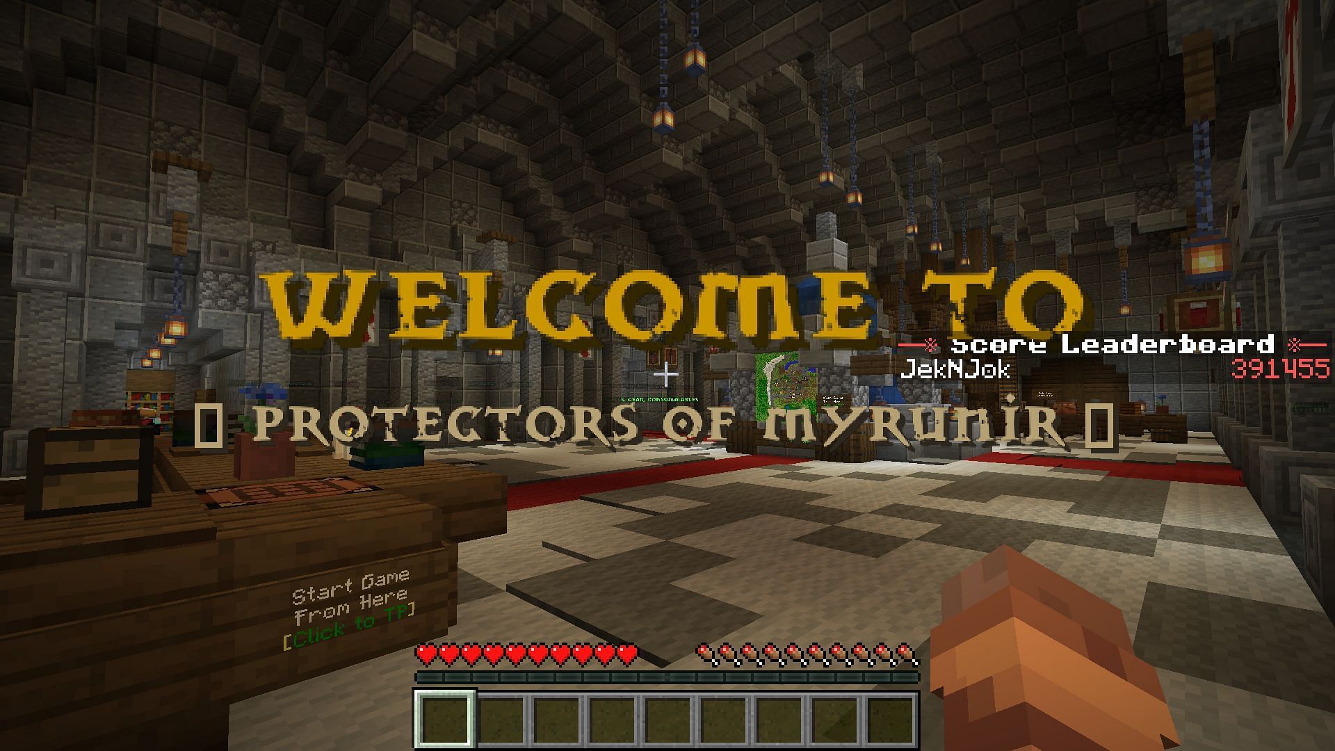 The starting screen for the Protectors of Myrunir map (Image via Minecraft)