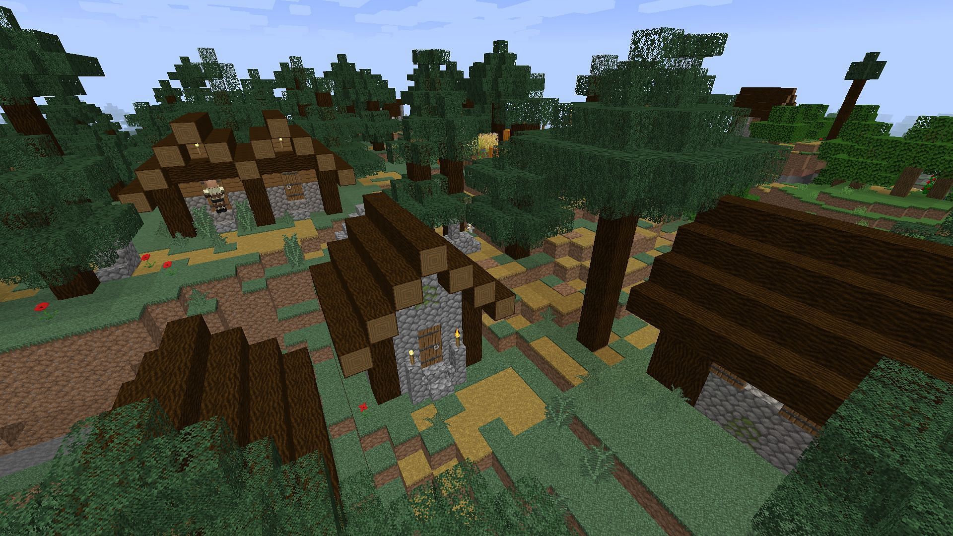 The village with the Depixel texture pack on (Image via Minecraft)