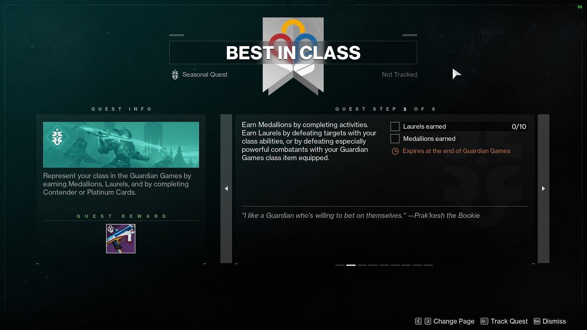 Best in Class step 2 of the main quest for The Title (Image via Destiny 2)