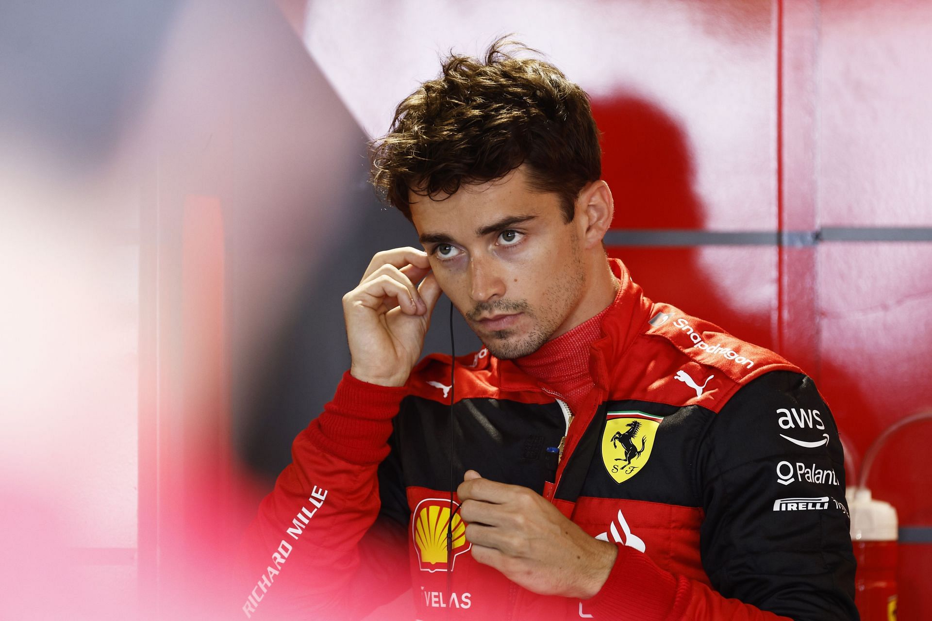 Charles Leclerc prepares to drive in the garage before practice ahead of the 2022 Miami GP (Photo by Jared C. Tilton/Getty Images)