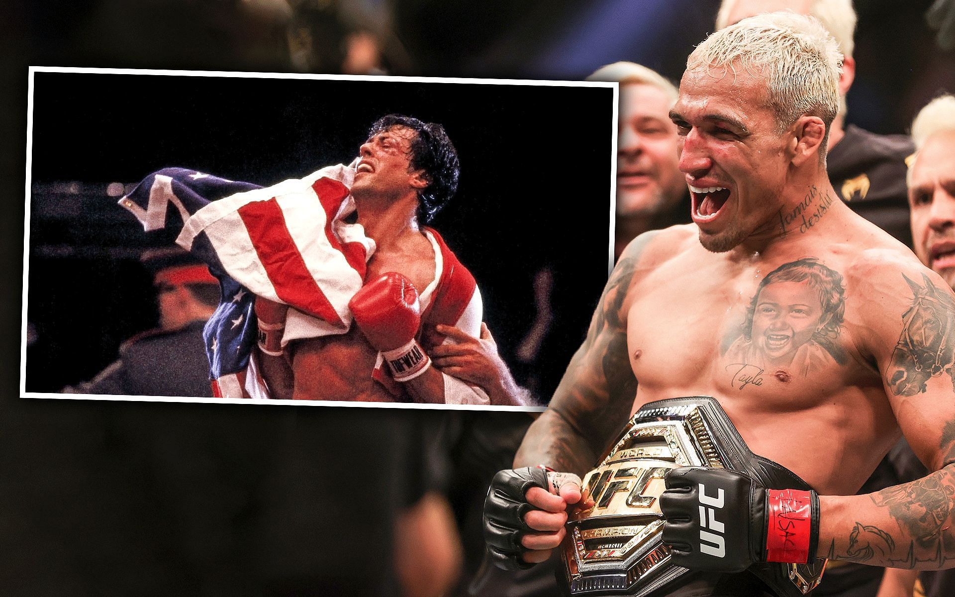 Charles Oliveira borrows a line from Rocky Balboa [Rocky photo credit: Variety.com]