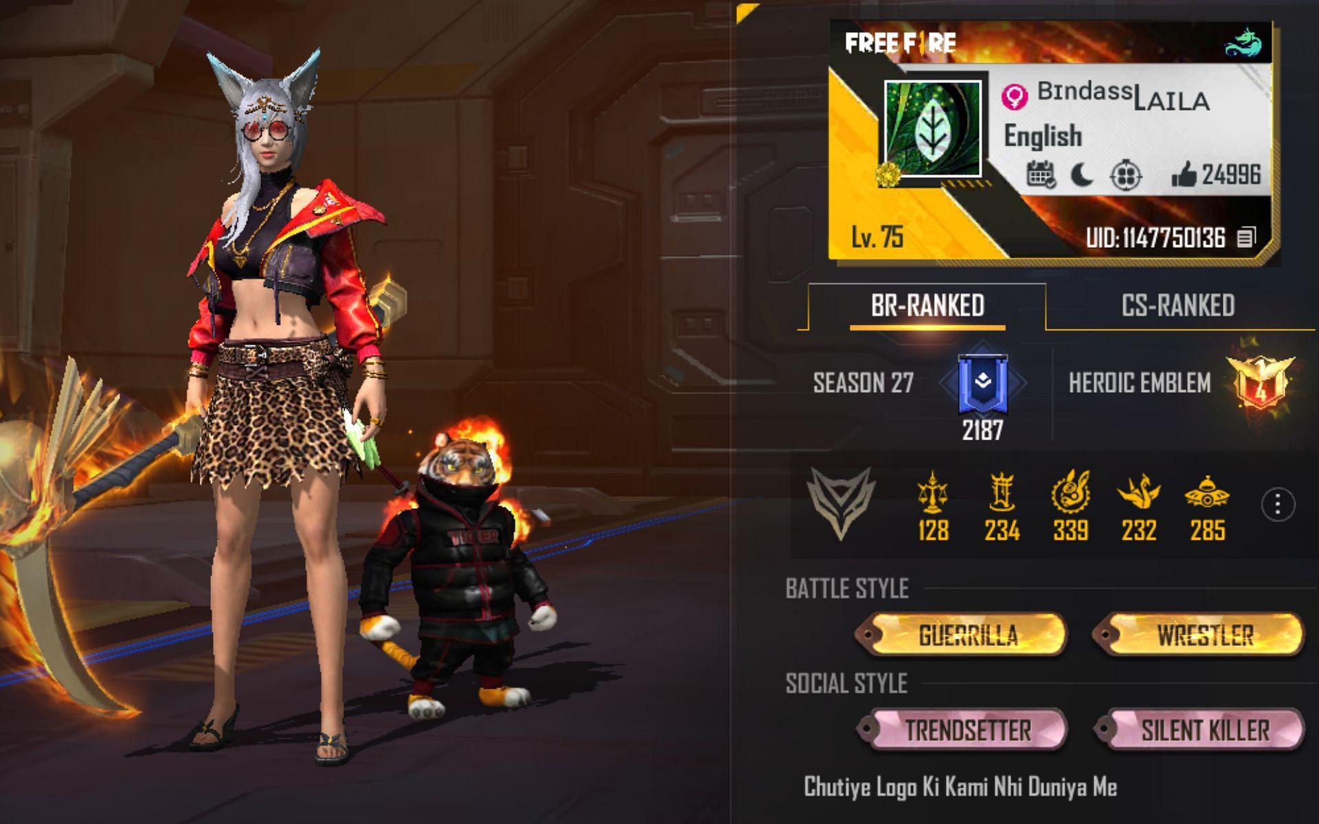 Gaming With Laila's Free Fire ID, K/D ratio, stats, rank, YouTube 