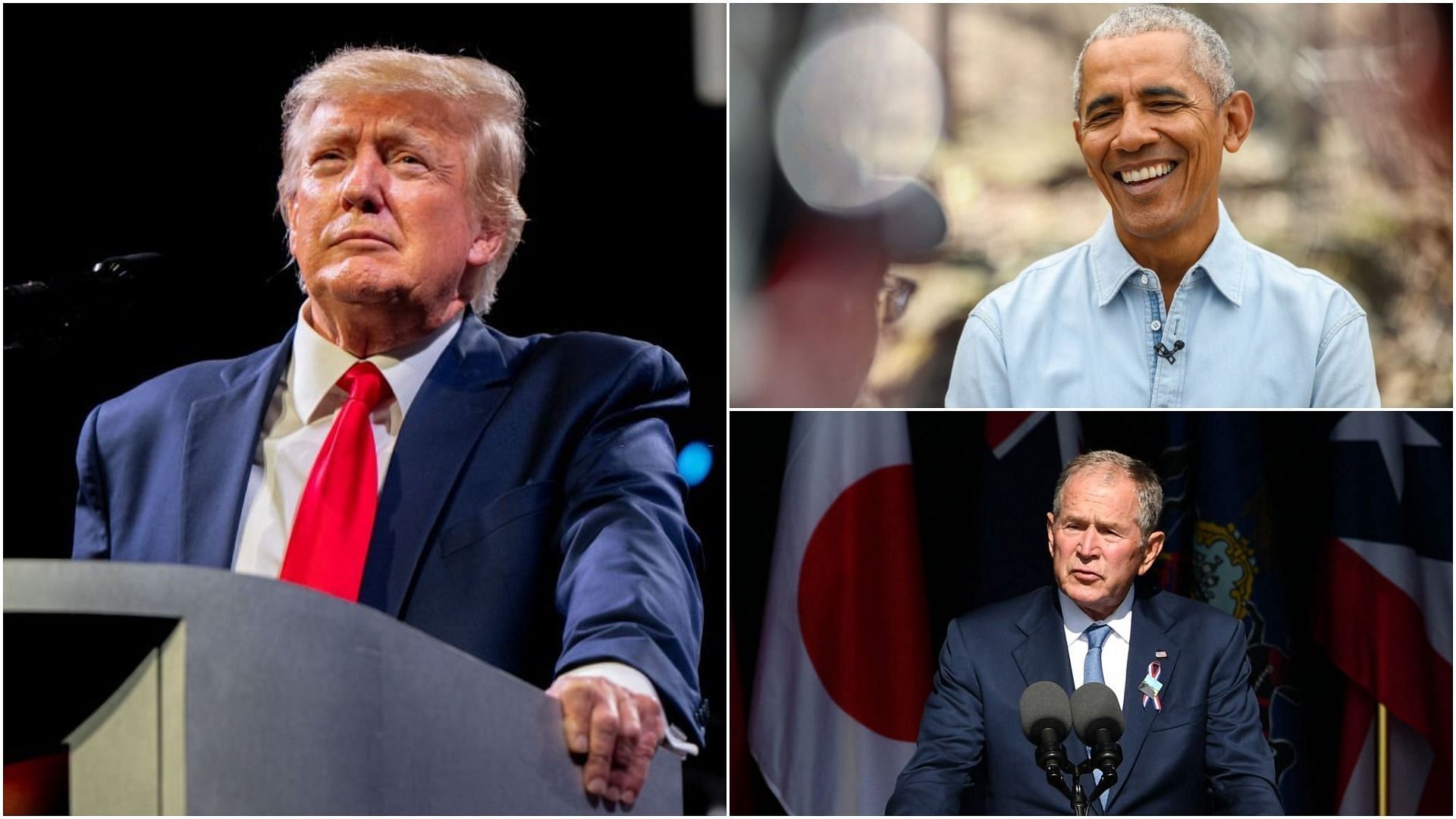 Donald Trump, Barack Obama, and George W. Bush&#039;s names were missing from the list (Images via Brandon Bell, Nathan Congleton, and Mandel Ngan/Getty Images)