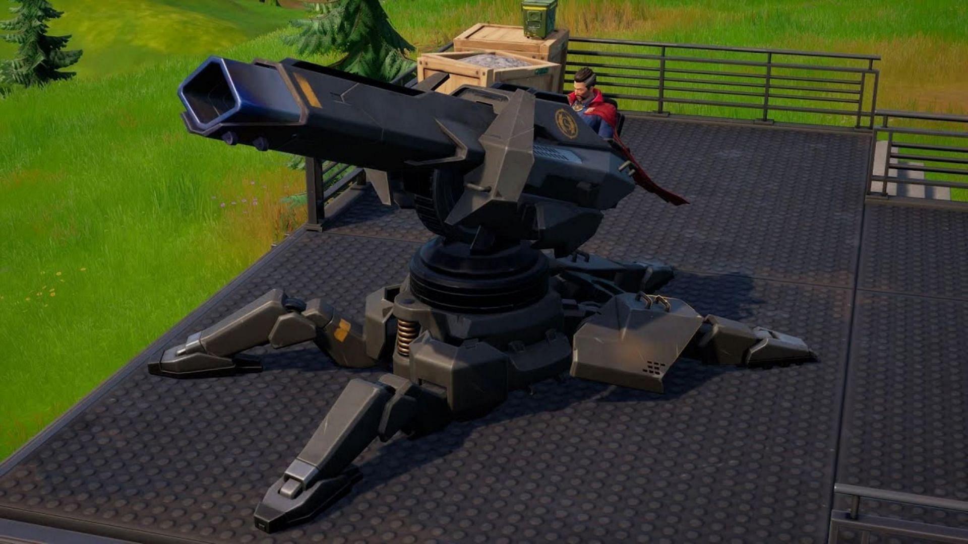 A fortnite player uses a Siege Cannon to get a Victory Royale (Image via Sportskeeda)