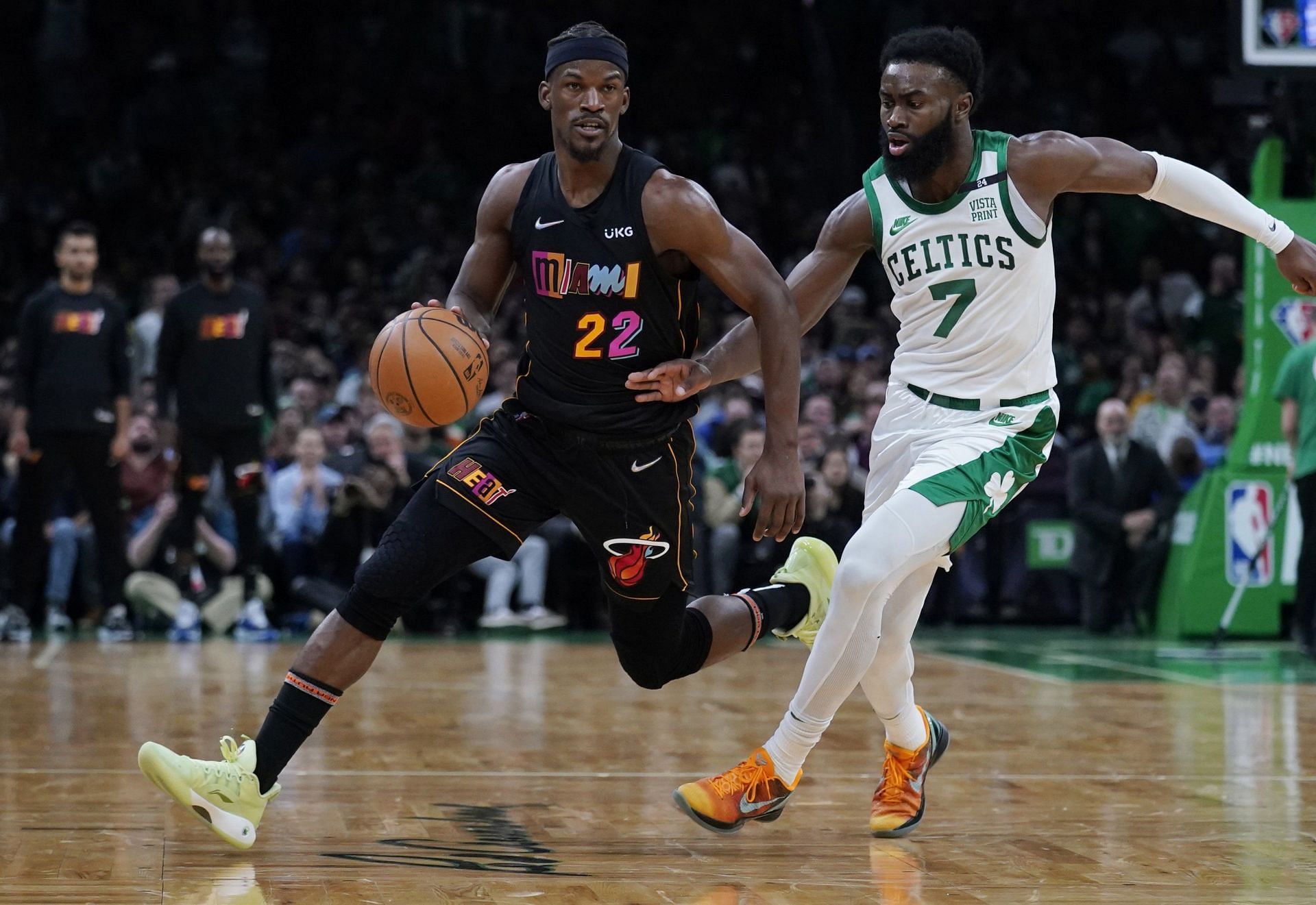 Jimmy Butler cooked Jaylen Brown and the Boston Celtics defense in Game 1. [Photo: Bleacher Report]