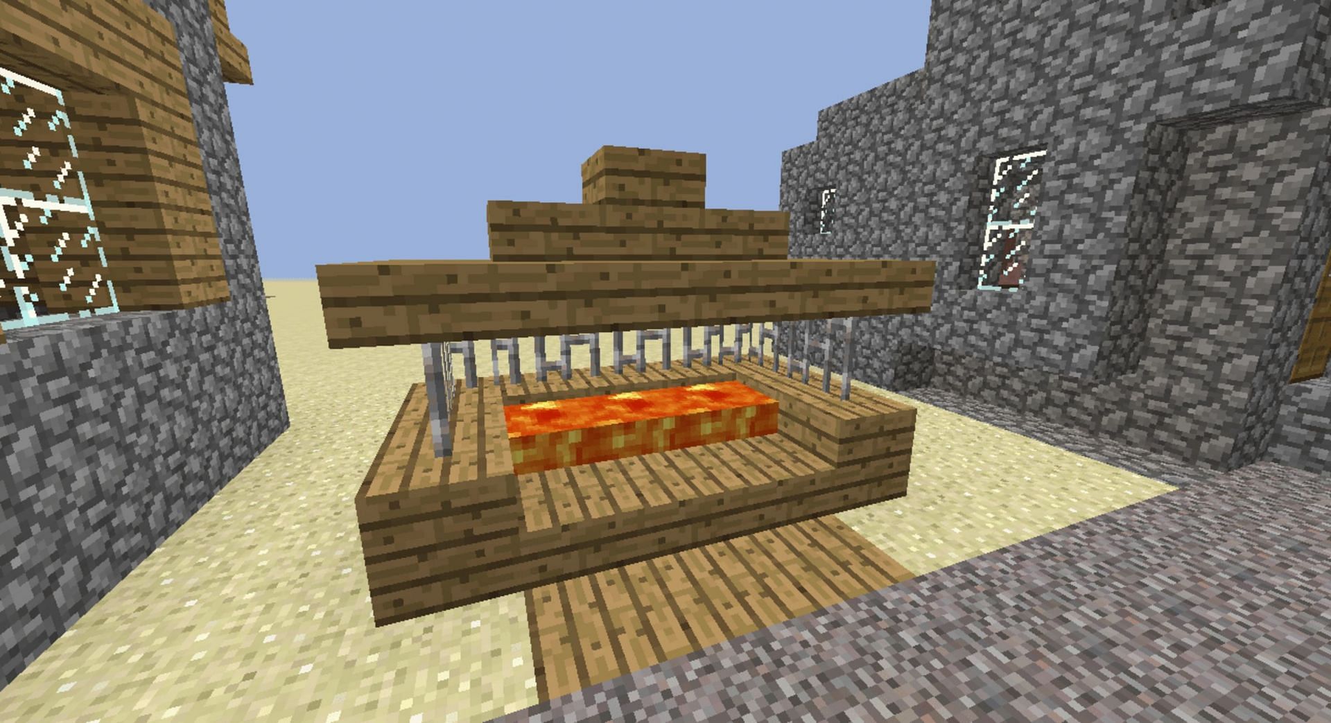 A fireproof furnace made of wooden slabs (Image via u/Mepe_ruse/Reddit)