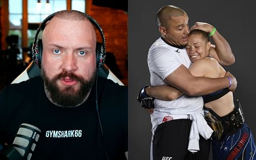 Brian Davis a.k.a. True Geordie (left) via YouTube/TrueGeordie; Pat Barry and Rose Namajunas (right) via Instagram/RoseNamajunas