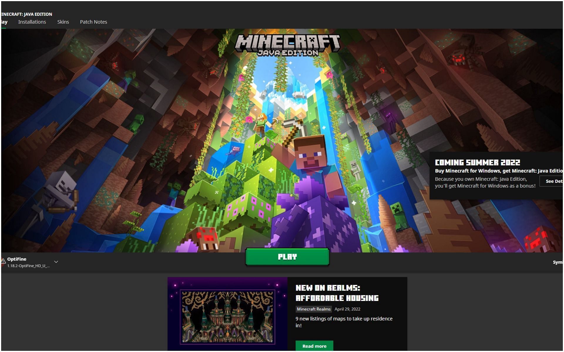 The Minecraft Launcher (Image via Mojang)