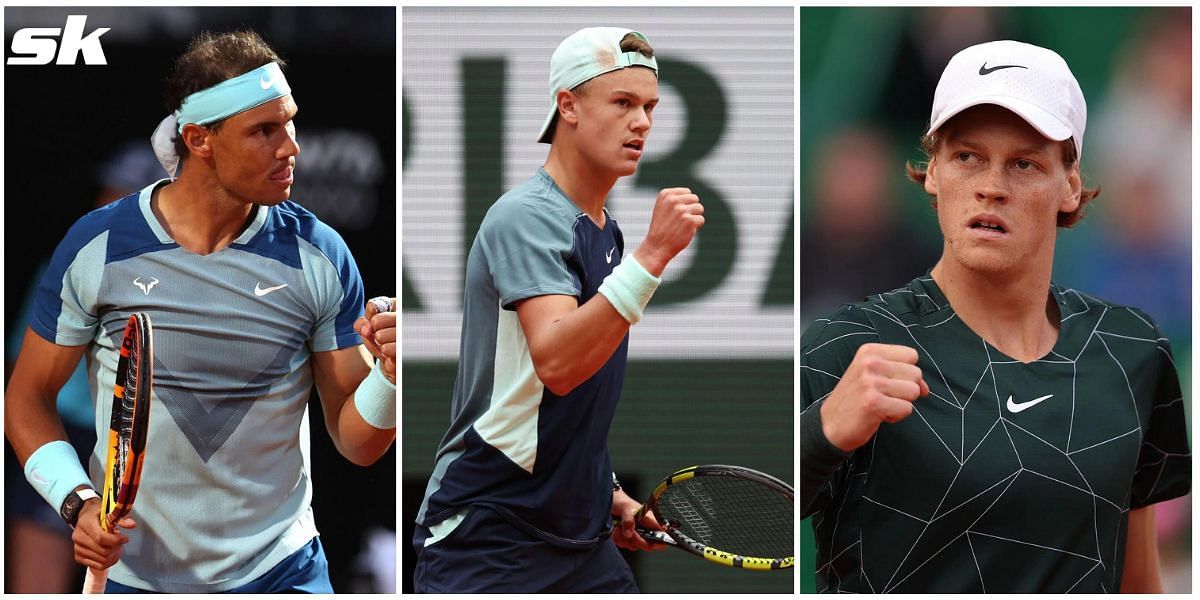 Rafael Nadal, Holger Rune, and Jannik Sinner (From L to R))