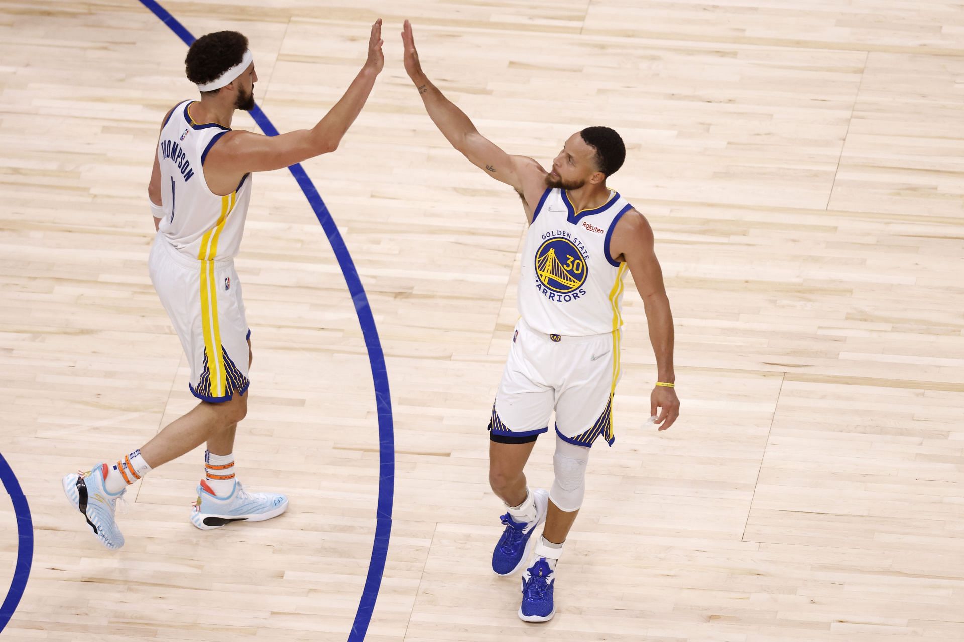 Stephen Curry and Klay Thompson of the Golden State Warriors in the Western Conference Finals
