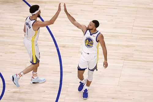 Stephen Curry and Klay Thompson of the Golden State Warriors in the Western Conference Finals