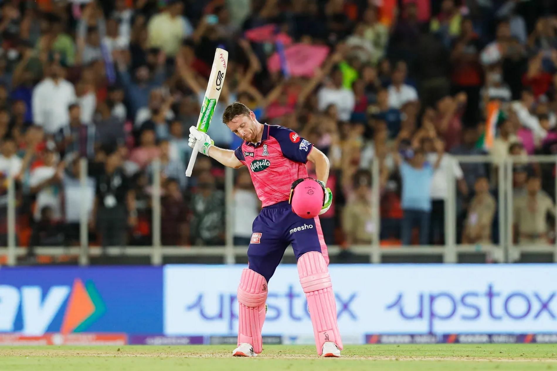 Jos Buttler celebrates his fourth IPL ton of the season. Pic: IPLT20.COM