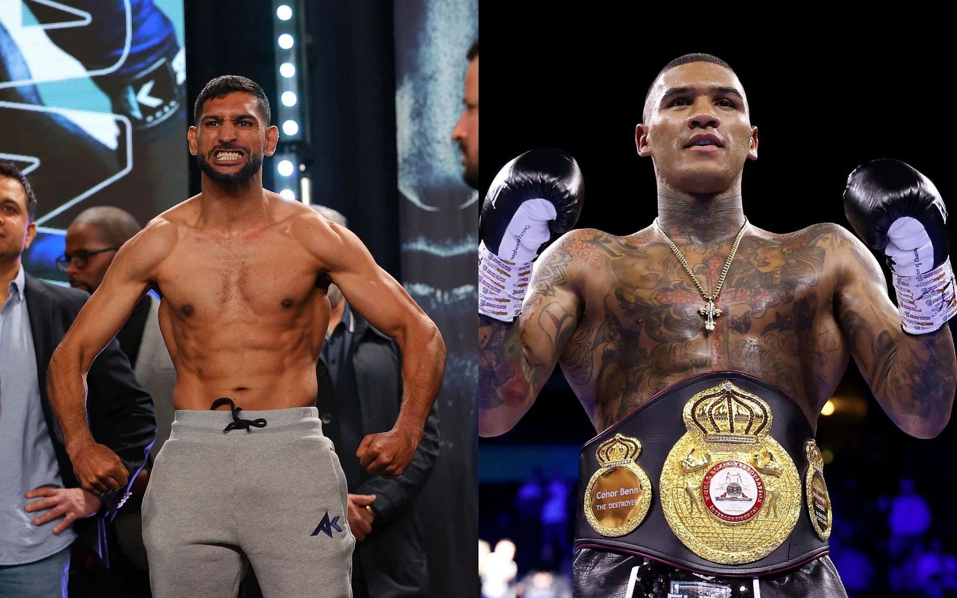 Amir Khan (L) believes that Conor Benn (R) could be the next big UK boxing star.