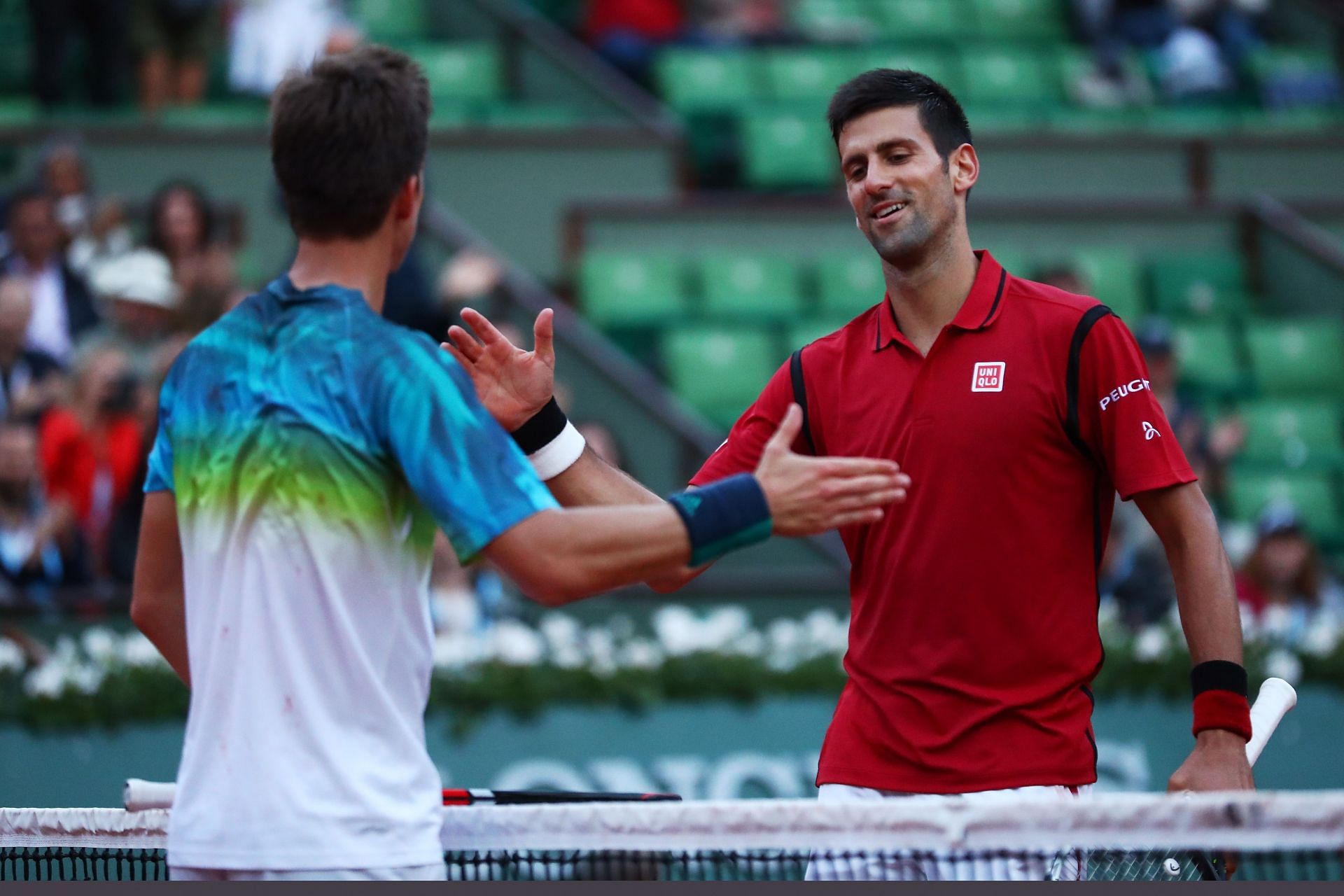 The Serb after defeating Bedene in the third round of the 2016 French Open