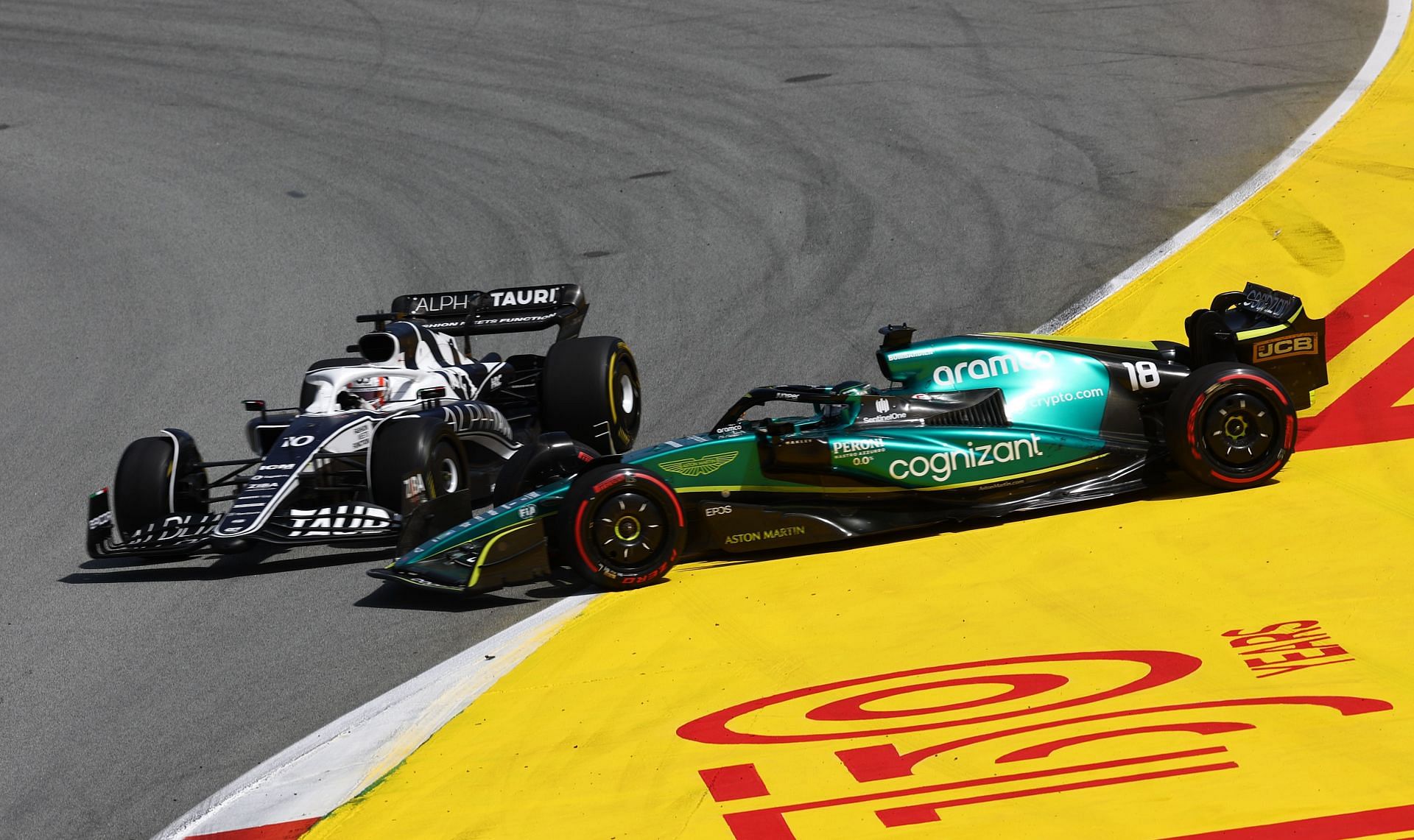 Pierre Gasly (left) received penalty points for his collision with Lance Stroll (right)