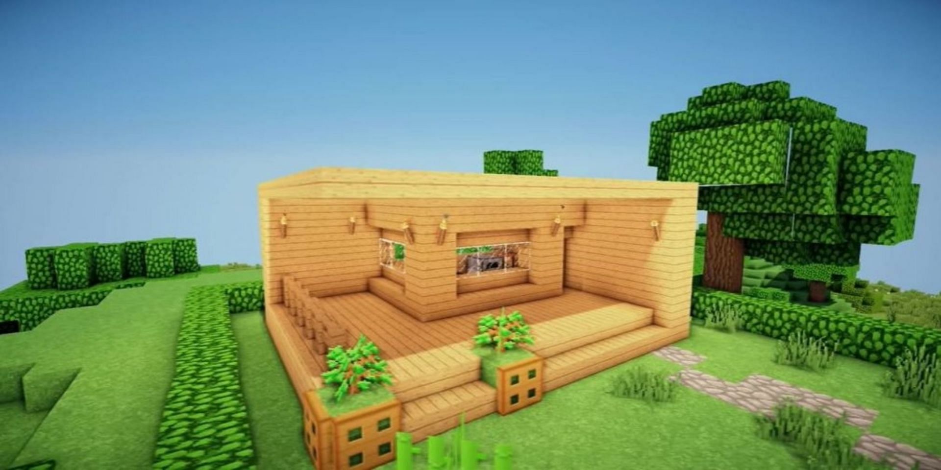 This house is almost entirely built from oak planks, ensuring players have materials available to build it (Image via WiederDude/YouTube)