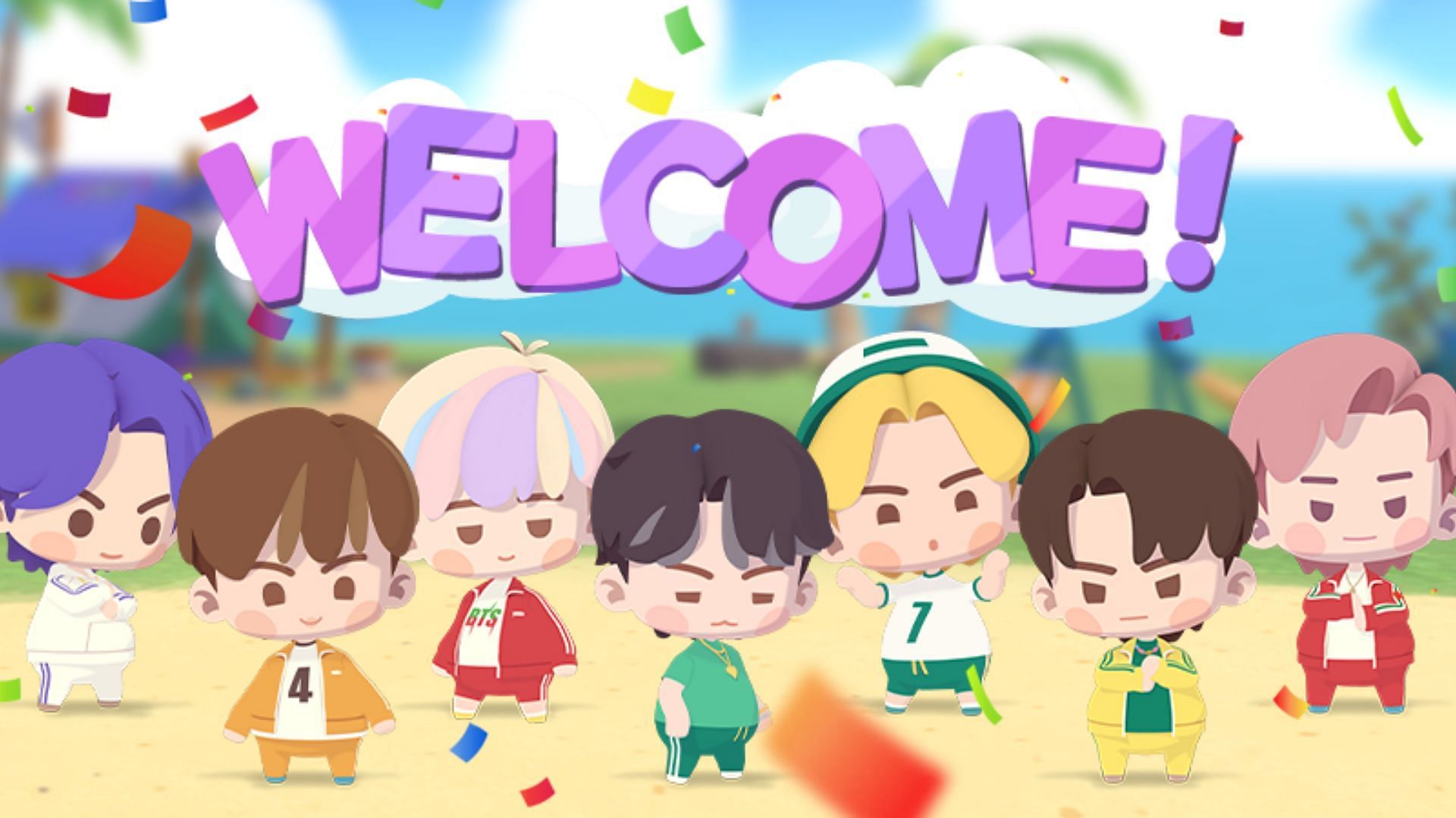 Official welcome poster of the group&#039;s upcoming game (Image via @INTHESEOM_BTS/Twitter)