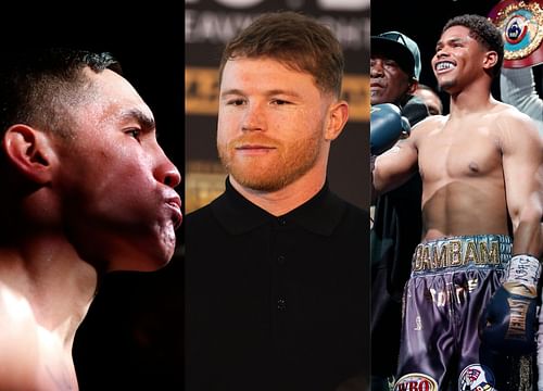 Oscar Valdez (left), Canelo Alvarez (center), Shakur Stevenson (right)