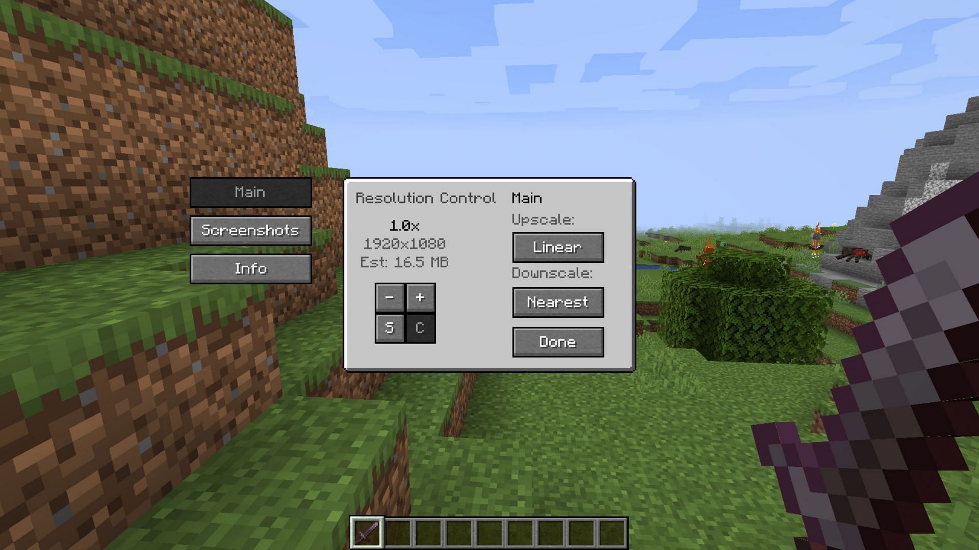 This mod allows players to run Minecraft at a lower resolution from their native monitor size (Image via UltimateBoomer/CurseForge)