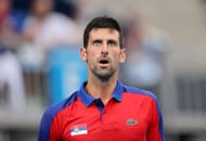 Novak Djokovic during his semifinal against Alexander Zverev at the Tokyo Olympics