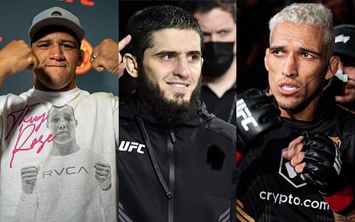 Gilbert Burns (left), Islam Makhachev (middle), Charles Oliveira (right) [Images courtesy: @gilbert_burns, @islam_makhachev, and @charlesdobronxs via Instagram]