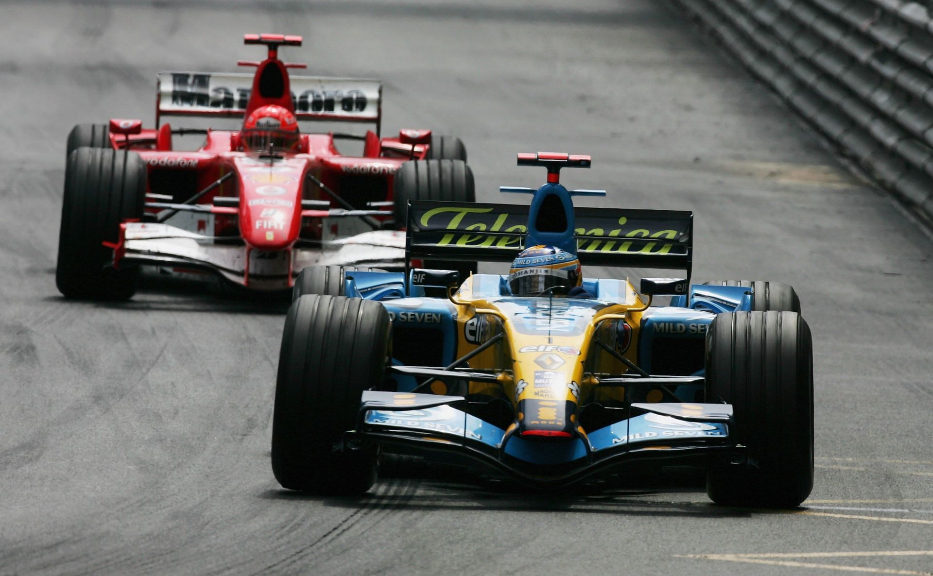 Michael Schumacher and Fernando Alonso went at it during the Monaco GP 2006