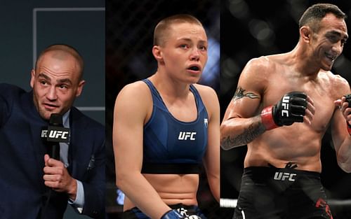 (l-r) : Eddie Alvarez, Rose Namajunas and Tony Ferguson