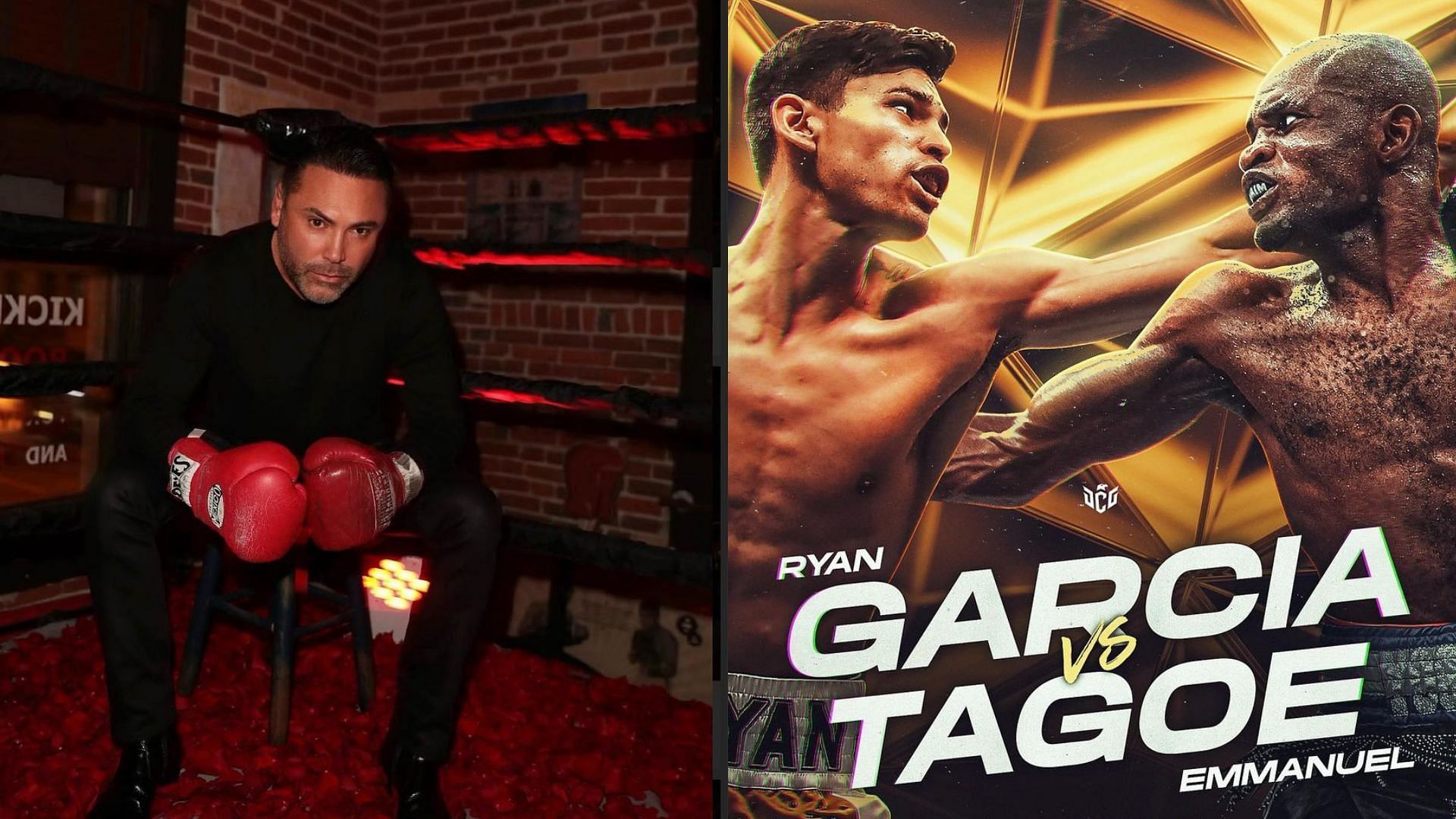Oscar De La Hoya (left), Ryan Garcia vs. Emmanuel Tagoe (Right)