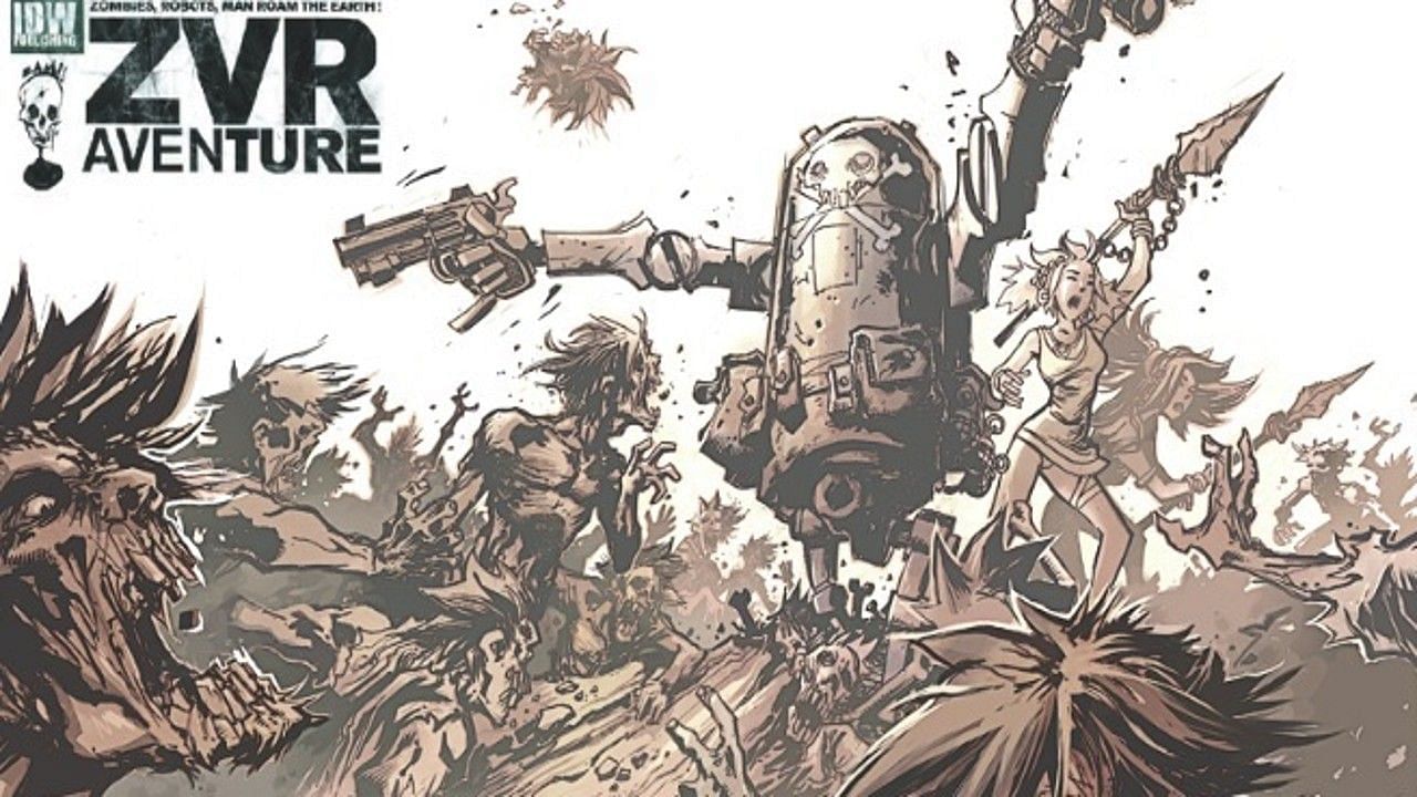 A robot fights a horde of flesh-eaters(Image via Image Comics)