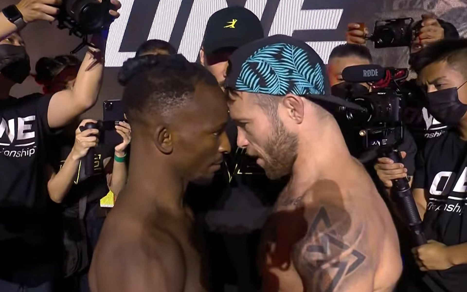 The faceoff between Bokang Masunyane (L) and Jarred Brooks (R) got heated up | [Photo: ONE Championship]