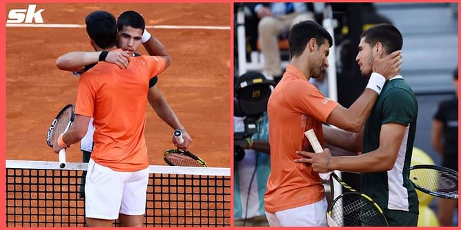 Watch: Novak Djokovic and Carlos Alcaraz share a warm embrace after their Madrid SF