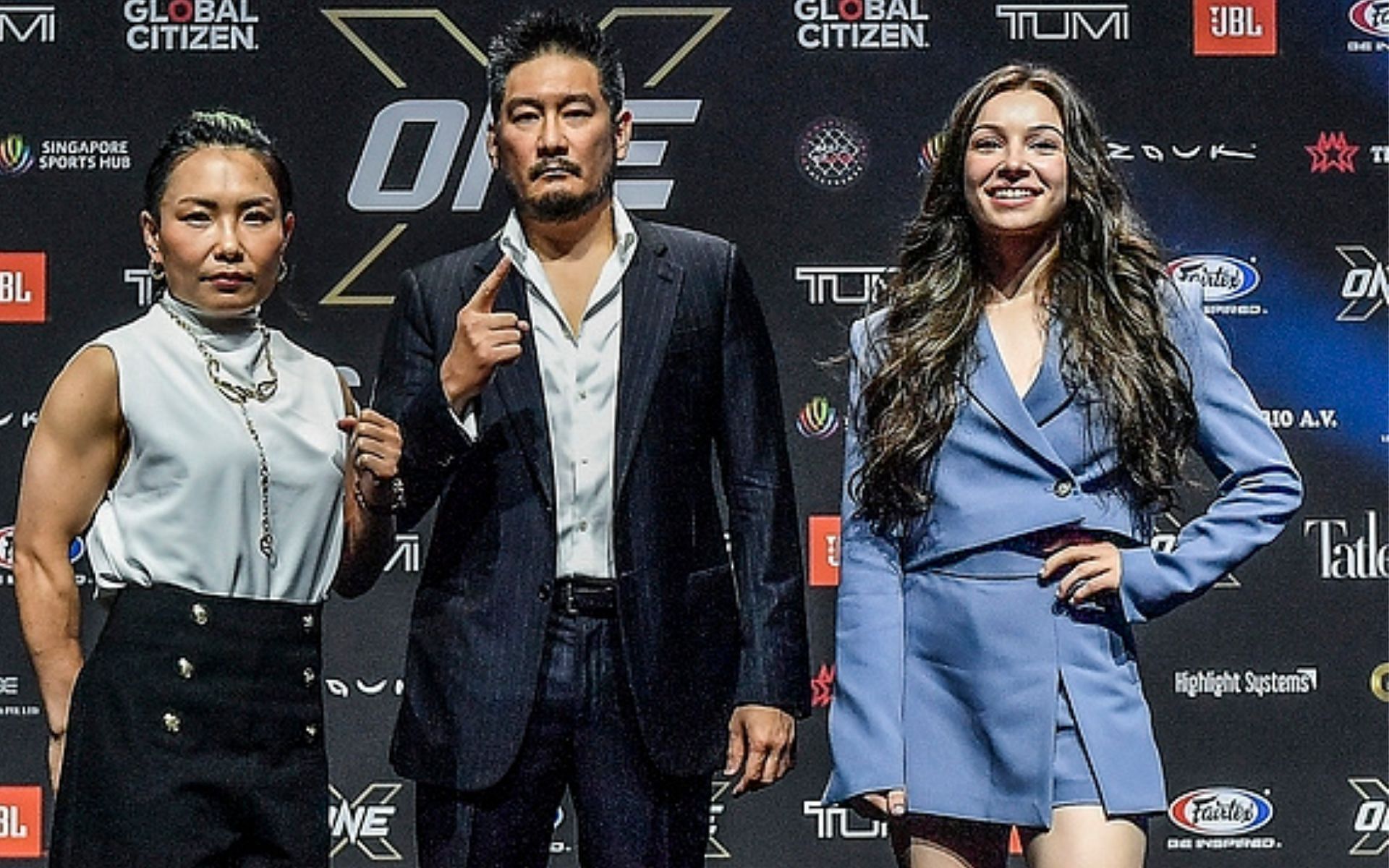 (left) Mei Yamaguchi (middle) Chatri Sityodtong and (right) Danielle Kelly at ONE: &#039;X&#039; [Credit: ONE Champion]