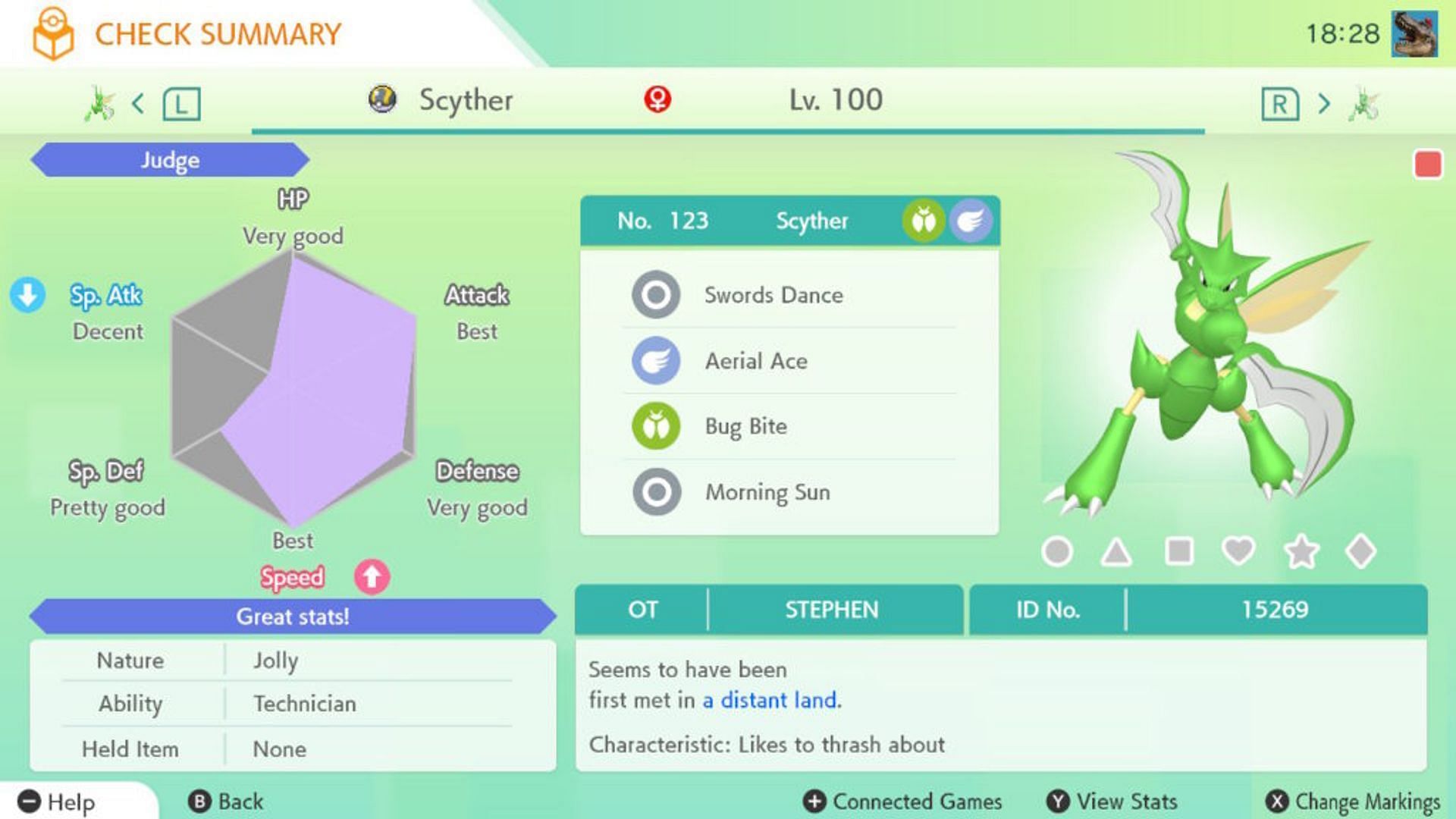 A screencap of Pokemon Home&#039;s stats and move screen (Image via The Pokemon Company)