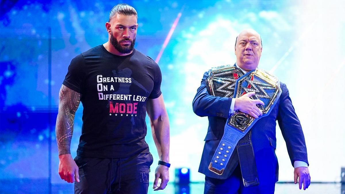 Roman Reigns and Paul Heyman are pictured here from SmackDown