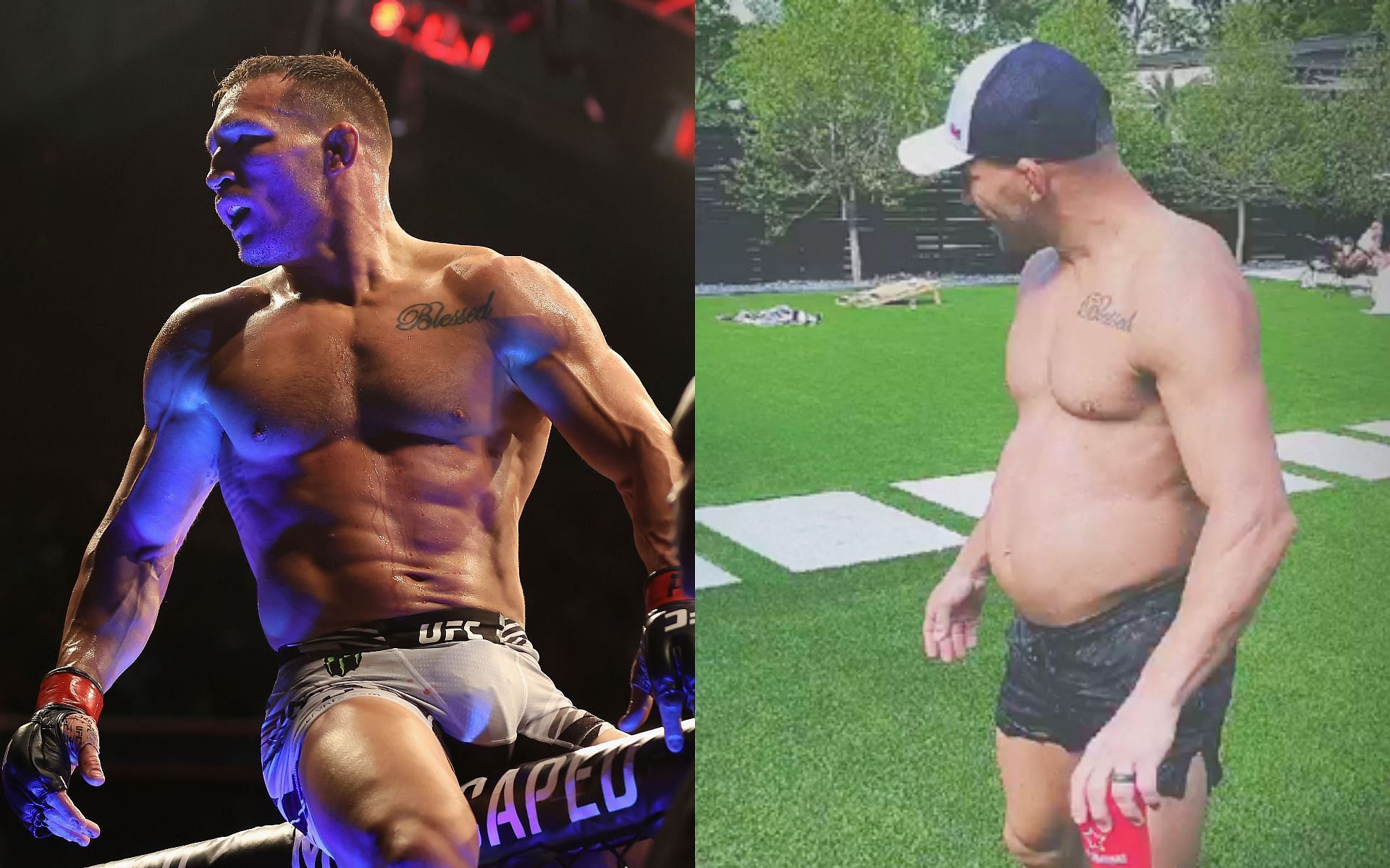 Michael Chandler (left and right) (Images via Getty and Instagram / @mikechandlermma)