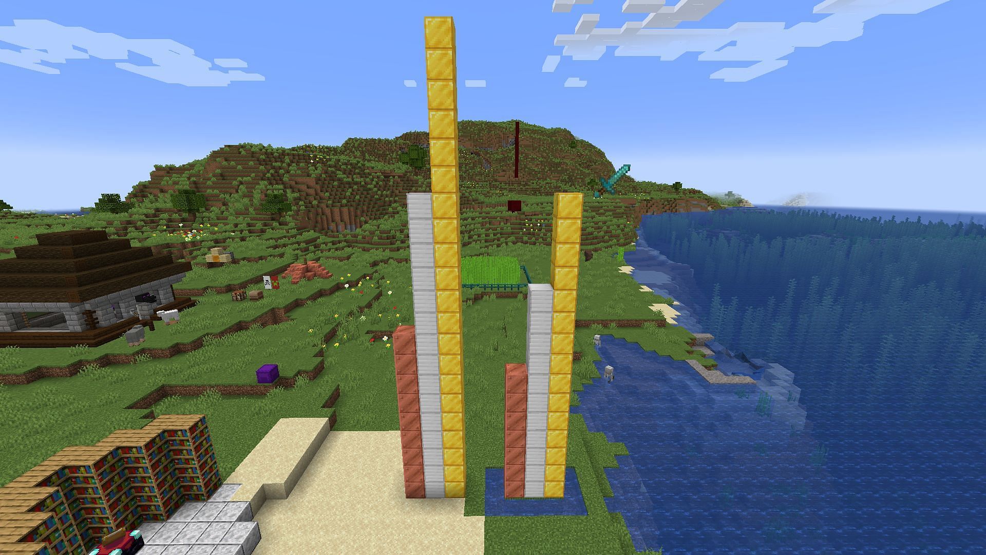 The levels of flying in blocks on the left, vs the levels of water travel in blocks on the right (Image via Minecraft)