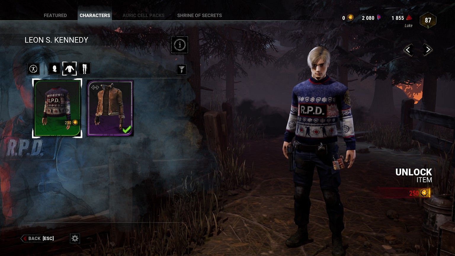 Leon Kennedy&#039;s Christmas sweater in Dead By Daylight (Image via Behaviour Interactive)