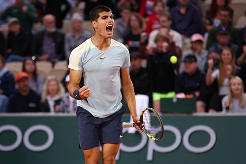 Carlos Alcaraz in action at the French Open.