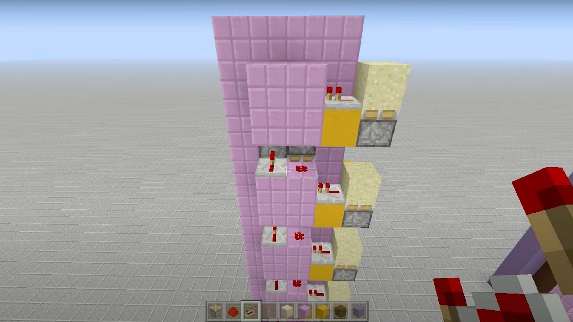 Minecraft players should place a redstone repeater next to each redstone dust (Image via Fed X Gaming/YouTube)