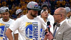Video: An emotional Klay Thompson can't hold his excitement on being back to best, says, "We still got 4 more to go, Dub Nation!" as Golden State qualifies for NBA Finals