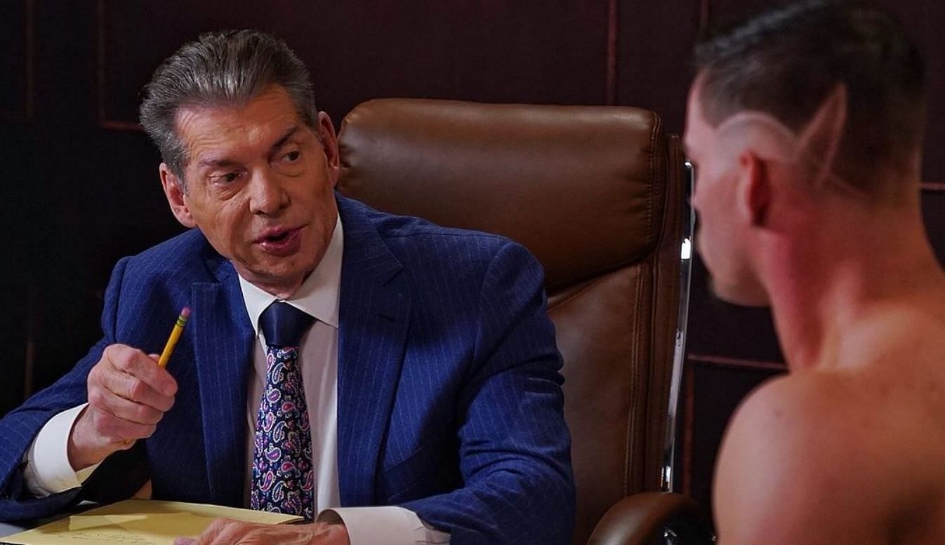 Vince McMahon and Austin Theory on RAW backstage
