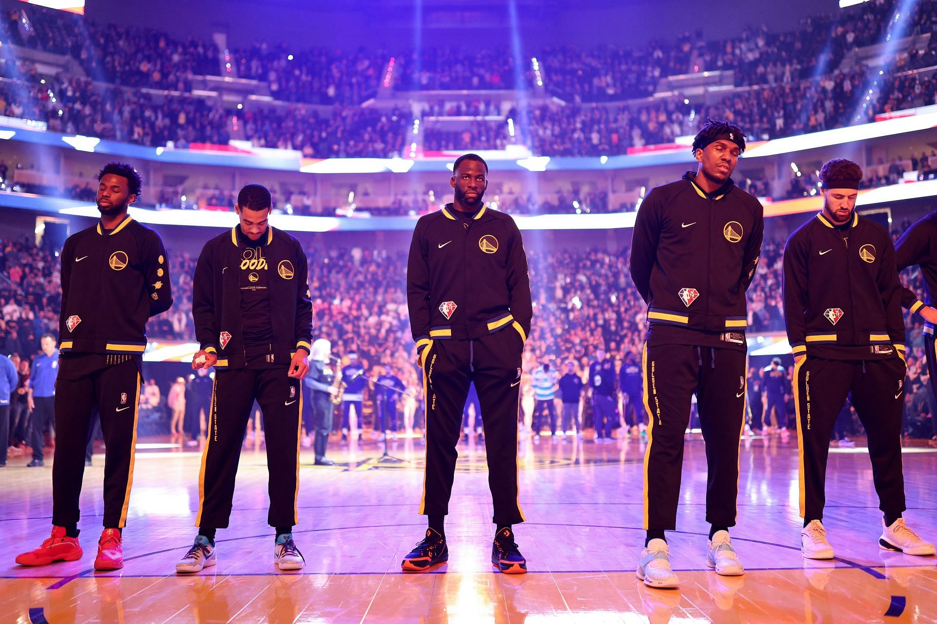 The Warriors ahead of Game Five against the Denver Nuggets
